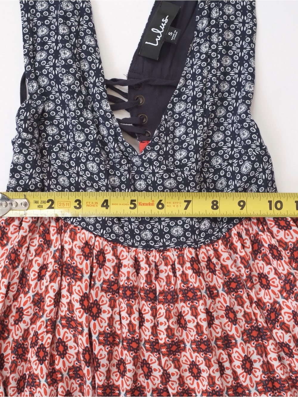 Lulus Dress La Vie Roses Navy Blue and Red Floral Print Sundress - Size Small - Picture 4 of 7
